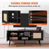 image:imageVEVOR Rattan Mid Century Modern TV Stand Boho TV Console for 55 inch TV WhiteBlack