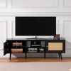 image:imageVEVOR Rattan Mid Century Modern TV Stand Boho TV Console for 55 inch TV WhiteBlack