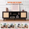 image:imageVEVOR Rattan Mid Century Modern TV Stand Boho TV Console for 55 inch TV WhiteBlack