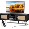 image:imageVEVOR Rattan Mid Century Modern TV Stand Boho TV Console for 55 inch TV WhiteBlack