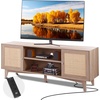 image:imageVEVOR Rattan Mid Century Modern TV Stand Boho TV Console for 55 inch TV WhiteOak