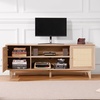 image:imageVEVOR Rattan Mid Century Modern TV Stand Boho TV Console for 55 inch TV WhiteOak