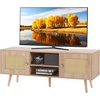 image:imageVEVOR Rattan Mid Century Modern TV Stand Boho TV Console for 55 inch TV WhiteOak