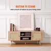 image:imageVEVOR Rattan Mid Century Modern TV Stand Boho TV Console for 55 inch TV WhiteOak