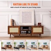 image:imageVEVOR Rattan Mid Century Modern TV Stand Boho TV Console for 55 inch TV WhiteWalnut