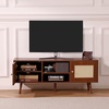 image:imageVEVOR Rattan Mid Century Modern TV Stand Boho TV Console for 55 inch TV WhiteWalnut