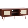 image:imageVEVOR Rattan Mid Century Modern TV Stand Boho TV Console for 55 inch TV WhiteWalnut