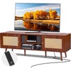 image:imageVEVOR Rattan Mid Century Modern TV Stand Boho TV Console for 55 inch TV WhiteWalnut