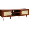 image:imageVEVOR Rattan Mid Century Modern TV Stand Boho TV Console for 55 inch TV WhiteWalnut