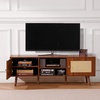 image:imageVEVOR Rattan Mid Century Modern TV Stand Boho TV Console for 55 inch TV WhiteWalnut
