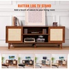 image:imageVEVOR Rattan Mid Century Modern TV Stand Boho TV Console for 55 inch TV WhiteWalnut