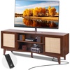 image:imageVEVOR Rattan Mid Century Modern TV Stand Boho TV Console for 55 inch TV WhiteWalnut