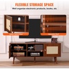image:imageVEVOR Rattan Mid Century Modern TV Stand Boho TV Console for 55 inch TV WhiteWalnut