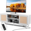 image:imageVEVOR Rattan Mid Century Modern TV Stand Boho TV Console for 55 inch TV WhiteWhite
