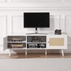image:imageVEVOR Rattan Mid Century Modern TV Stand Boho TV Console for 55 inch TV WhiteWhite