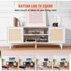 image:imageVEVOR Rattan Mid Century Modern TV Stand Boho TV Console for 55 inch TV WhiteWhite
