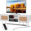 image:imageVEVOR Rattan Mid Century Modern TV Stand Boho TV Console for 55 inch TV WhiteWhite