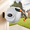 image:imageVEVOR Retractable Hose Reel 100 ft x 12 inch Garden Water Hose Reel with 9Pattern Nozzle 180 Swivel Bracket WallMounted Automatic Rewind Lock at Any Length with Slow Return System115 ft