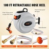 image:imageVEVOR Retractable Hose Reel 100 ft x 12 inch Garden Water Hose Reel with 9Pattern Nozzle 180 Swivel Bracket WallMounted Automatic Rewind Lock at Any Length with Slow Return System100 ft