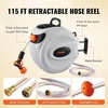 image:imageVEVOR Retractable Hose Reel 100 ft x 12 inch Garden Water Hose Reel with 9Pattern Nozzle 180 Swivel Bracket WallMounted Automatic Rewind Lock at Any Length with Slow Return System115 ft