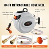 image:imageVEVOR Retractable Hose Reel 100 ft x 12 inch Garden Water Hose Reel with 9Pattern Nozzle 180 Swivel Bracket WallMounted Automatic Rewind Lock at Any Length with Slow Return System84 ft