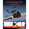 image:imageVEVOR Rod and Fishing Reel Combo IM67 Carbon Fiber SpinningBaitcasting Rod and Reel Combo Bass Fishing Pole Stainless Steel Guides with Ceramic Rings7 ftRight Handle