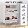 image:imageVEVOR Shoe Cabinet with 2 Flip Drawers Shoe Storage Cabinet for Entryway Free Standing Shoe Storage Organizer with Rattan Doors for Heels Boots Slippers in Hallway Living Room315D x 94W x 473H
