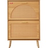 image:imageVEVOR Shoe Cabinet with 2 Flip Drawers Shoe Storage Cabinet for Entryway Free Standing Shoe Storage Organizer with Rattan Doors for Heels Boots Slippers in Hallway Living Room2362D x 661W x 3453H