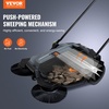 image:imageVEVOR WalkBehind Hand Push Floor Sweeper 256 Sweeping Width Floor Sweeper Manual NonElectric 5Gallon Waste Container Angle amp Height Adjustable Folding Handle for Walkway Yard Garage PatioGray  Black
