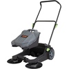 image:imageVEVOR WalkBehind Hand Push Floor Sweeper 256 Sweeping Width Floor Sweeper Manual NonElectric 5Gallon Waste Container Angle amp Height Adjustable Folding Handle for Walkway Yard Garage PatioGray  Black