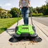 image:imageVEVOR WalkBehind Hand Push Floor Sweeper 256 Sweeping Width Floor Sweeper Manual NonElectric 5Gallon Waste Container Angle amp Height Adjustable Folding Handle for Walkway Yard Garage PatioGreen