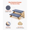image:imageVEVOR Wood Pet Stairs 5Step Dog Stairs for Beds Sofa amp Cars 150lbs Load Capacity Floded Flat Design Stable amp Sturdy Cat amp Dog Step Ladder for Small Medium Large Older Pet Puppy EssentialsWood ColorBlue