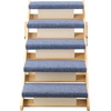 image:imageVEVOR Wood Pet Stairs 5Step Dog Stairs for Beds Sofa amp Cars 150lbs Load Capacity Floded Flat Design Stable amp Sturdy Cat amp Dog Step Ladder for Small Medium Large Older Pet Puppy EssentialsWood ColorBlue