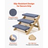 image:imageVEVOR Wood Pet Stairs 5Step Dog Stairs for Beds Sofa amp Cars 150lbs Load Capacity Floded Flat Design Stable amp Sturdy Cat amp Dog Step Ladder for Small Medium Large Older Pet Puppy EssentialsWood ColorBlue