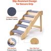 image:imageVEVOR Wood Pet Stairs 5Step Dog Stairs for Beds Sofa amp Cars 150lbs Load Capacity Floded Flat Design Stable amp Sturdy Cat amp Dog Step Ladder for Small Medium Large Older Pet Puppy EssentialsWood ColorBlue