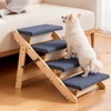 image:imageVEVOR Wood Pet Stairs 5Step Dog Stairs for Beds Sofa amp Cars 150lbs Load Capacity Floded Flat Design Stable amp Sturdy Cat amp Dog Step Ladder for Small Medium Large Older Pet Puppy EssentialsWood ColorBlue