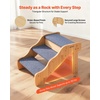 image:imageVEVOR Wood Pet Stairs 5Step Dog Stairs for Beds Sofa amp Cars 150lbs Load Capacity Floded Flat Design Stable amp Sturdy Cat amp Dog Step Ladder for Small Medium Large Older Pet Puppy EssentialsWood ColorBlue