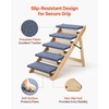 image:imageVEVOR Wood Pet Stairs 5Step Dog Stairs for Beds Sofa amp Cars 150lbs Load Capacity Floded Flat Design Stable amp Sturdy Cat amp Dog Step Ladder for Small Medium Large Older Pet Puppy EssentialsWood ColorBlue