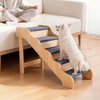 image:imageVEVOR Wood Pet Stairs 5Step Dog Stairs for Beds Sofa amp Cars 150lbs Load Capacity Floded Flat Design Stable amp Sturdy Cat amp Dog Step Ladder for Small Medium Large Older Pet Puppy EssentialsWood ColorBlue