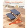image:imageVEVOR Wood Pet Stairs 5Step Dog Stairs for Beds Sofa amp Cars 150lbs Load Capacity Floded Flat Design Stable amp Sturdy Cat amp Dog Step Ladder for Small Medium Large Older Pet Puppy EssentialsWood ColorBlue
