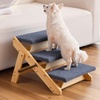 image:imageVEVOR Wood Pet Stairs 5Step Dog Stairs for Beds Sofa amp Cars 150lbs Load Capacity Floded Flat Design Stable amp Sturdy Cat amp Dog Step Ladder for Small Medium Large Older Pet Puppy EssentialsWood ColorBlue