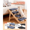 image:imageVEVOR Wood Pet Stairs 5Step Dog Stairs for Beds Sofa amp Cars 150lbs Load Capacity Floded Flat Design Stable amp Sturdy Cat amp Dog Step Ladder for Small Medium Large Older Pet Puppy EssentialsWood ColorBlue