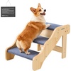 image:imageVEVOR Wood Pet Stairs 5Step Dog Stairs for Beds Sofa amp Cars 150lbs Load Capacity Floded Flat Design Stable amp Sturdy Cat amp Dog Step Ladder for Small Medium Large Older Pet Puppy EssentialsWood ColorBlue