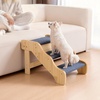 image:imageVEVOR Wood Pet Stairs 5Step Dog Stairs for Beds Sofa amp Cars 150lbs Load Capacity Floded Flat Design Stable amp Sturdy Cat amp Dog Step Ladder for Small Medium Large Older Pet Puppy EssentialsWood ColorBlue