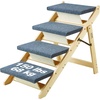 image:imageVEVOR Wood Pet Stairs 5Step Dog Stairs for Beds Sofa amp Cars 150lbs Load Capacity Floded Flat Design Stable amp Sturdy Cat amp Dog Step Ladder for Small Medium Large Older Pet Puppy EssentialsNatural