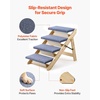 image:imageVEVOR Wood Pet Stairs 5Step Dog Stairs for Beds Sofa amp Cars 150lbs Load Capacity Floded Flat Design Stable amp Sturdy Cat amp Dog Step Ladder for Small Medium Large Older Pet Puppy EssentialsWood ColorBlue