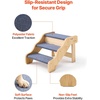 image:imageVEVOR Wood Pet Stairs 5Step Dog Stairs for Beds Sofa amp Cars 150lbs Load Capacity Floded Flat Design Stable amp Sturdy Cat amp Dog Step Ladder for Small Medium Large Older Pet Puppy EssentialsWood ColorBlue