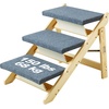 image:imageVEVOR Wood Pet Stairs 5Step Dog Stairs for Beds Sofa amp Cars 150lbs Load Capacity Floded Flat Design Stable amp Sturdy Cat amp Dog Step Ladder for Small Medium Large Older Pet Puppy EssentialsNatural
