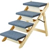 image:imageVEVOR Wood Pet Stairs 5Step Dog Stairs for Beds Sofa amp Cars 150lbs Load Capacity Floded Flat Design Stable amp Sturdy Cat amp Dog Step Ladder for Small Medium Large Older Pet Puppy EssentialsNatural