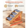 image:imageVEVOR Wood Pet Stairs 5Step Dog Stairs for Beds Sofa amp Cars 150lbs Load Capacity Floded Flat Design Stable amp Sturdy Cat amp Dog Step Ladder for Small Medium Large Older Pet Puppy EssentialsWood ColorBlue